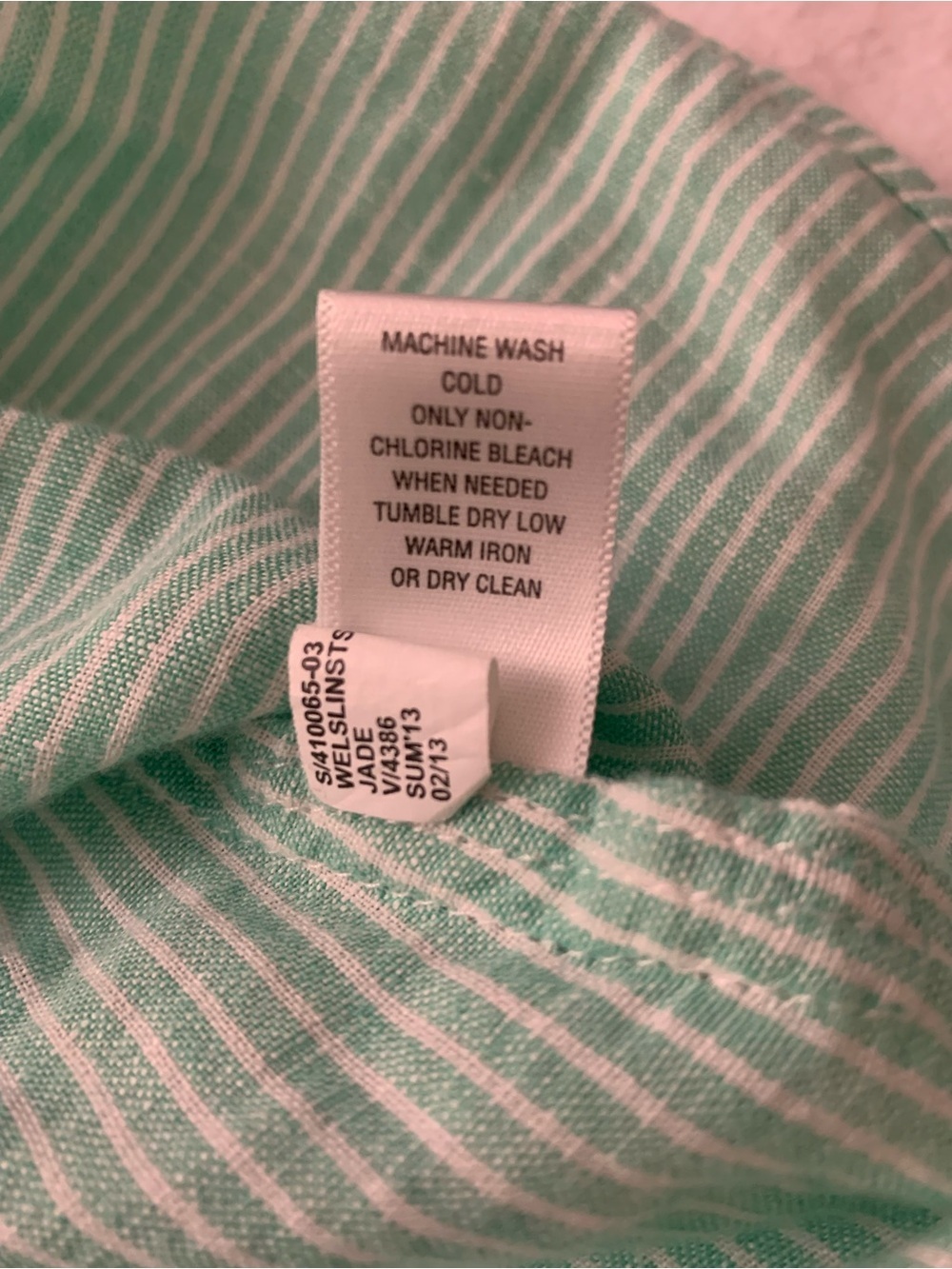Banana Republic Soft Wash Linen Cotton Mint Green and White Pinstripe Shirt M - Picture 15 of 16